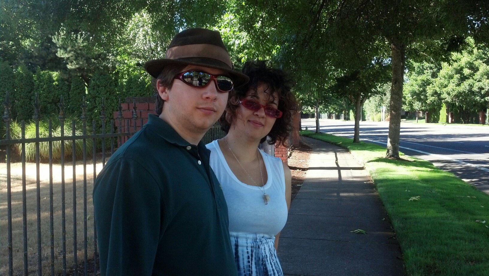 Jimmy and Sori walking down a path